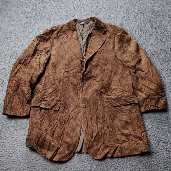VINTAGE 90s Polo Ralph Lauren Corduroy BlazerMens M Medium Cotton Brown VTG